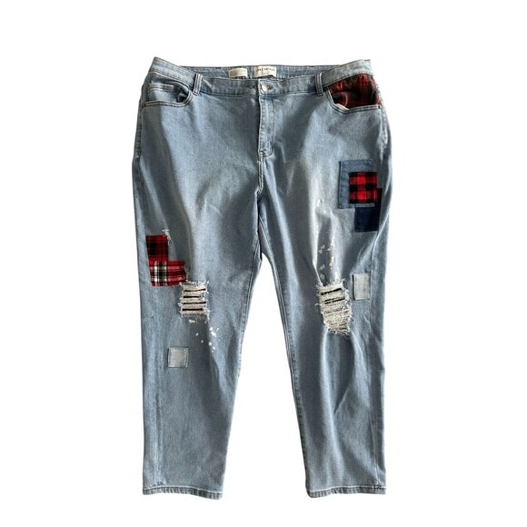 LANE BRYANT Mid Rise Boyfriend Fit Distressed Jeans Size 22 - Picture 5 of 10